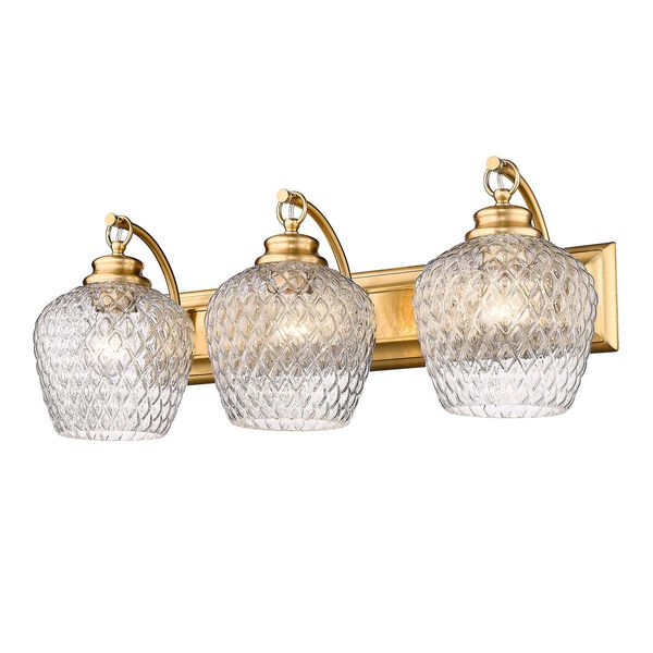 Adeline Modern Brushed Gold Three-Light Vanity Light with Clear Glass, image 1